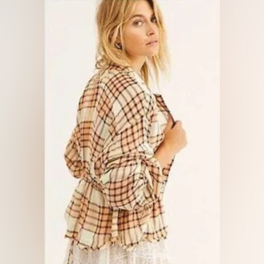 Free People Pacific Dawn Drawstring Plaid Shirt - Picture 3 of 4